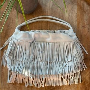 Roberta Gandolfi Fringe White Shoulder Bag